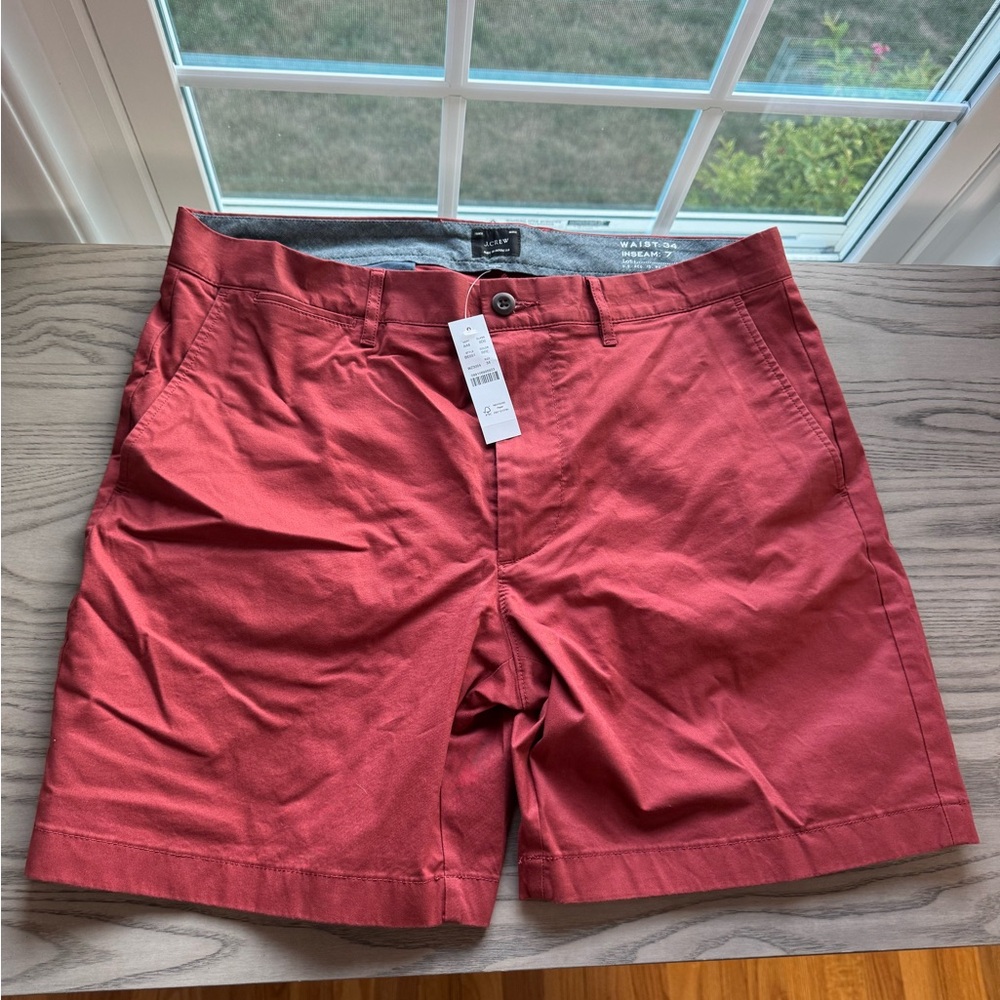 J. Crew Red Flat Front Shorts Summer Essential